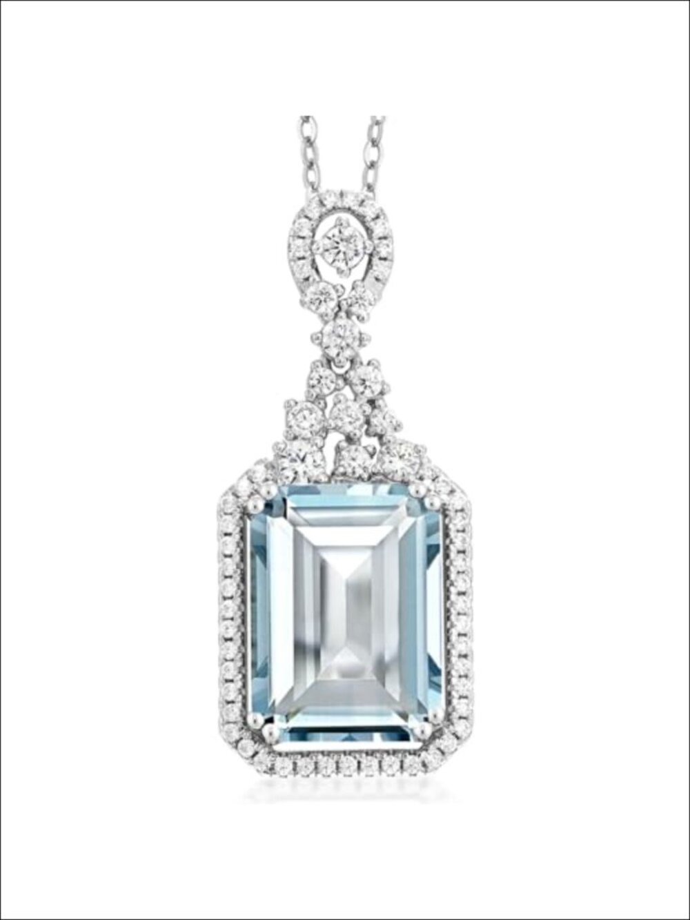 Emerald Cut 925 Sterling Silver Pendant Necklace, 18 Inch Chain Birthstone